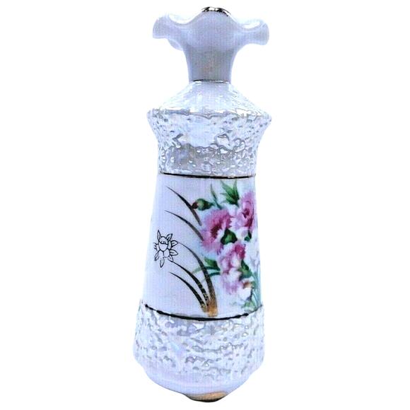 Vintage Hand-painted Japan Lusterware Pearled Tilso Vase Bottle Gold Trim 6.5" - Picture 1 of 6